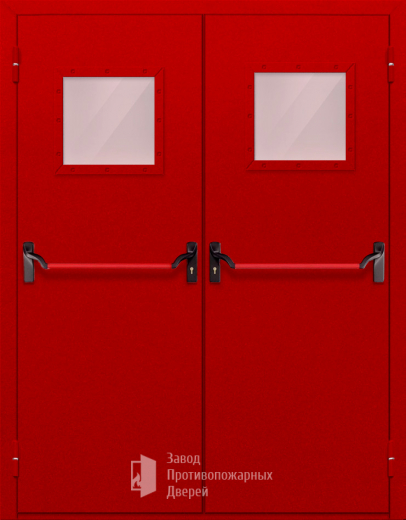 Фото двери «Двупольная со стеклопакетом и антипаникой (красная)» в Жуковскому