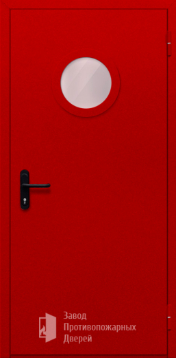 Фото двери «Однопольная с круглым стеклом (красная)» в Жуковскому