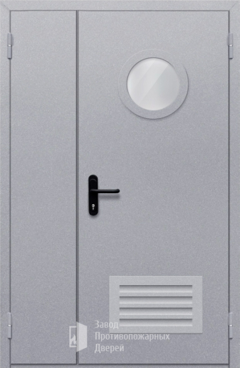 Фото двери «Полуторная с круглым стеклом и решеткой» в Жуковскому