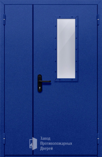 Фото двери «Полуторная со стеклом (синяя)» в Жуковскому