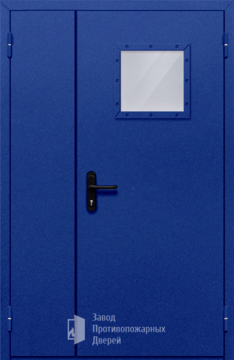 Фото двери «Полуторная со стеклопакетом (синяя)» в Жуковскому