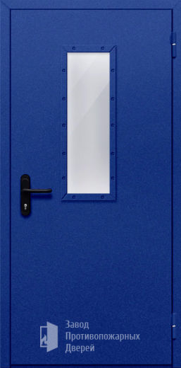 Фото двери «Однопольная со стеклом (синяя)» в Жуковскому