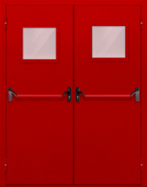 Фото двери «Двупольная со стеклопакетом и антипаникой (красная)» в Жуковскому