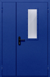 Фото двери «Полуторная со стеклом (синяя)» в Жуковскому